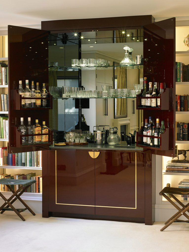 Concealed Drinks Cabinet handcrafted bookcase with LED lighting