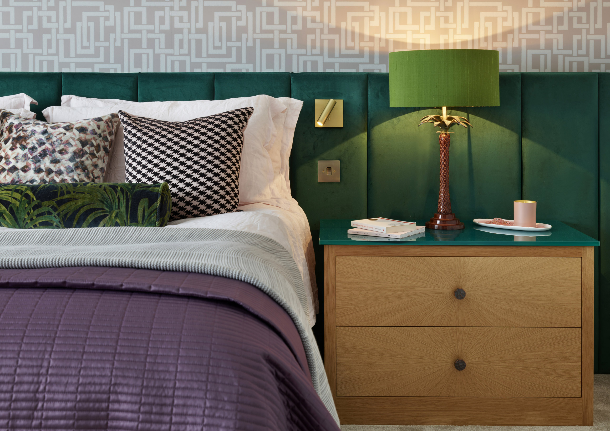 Chamber Furniture Bespoke starbust pattern oak table with hammered copper handles